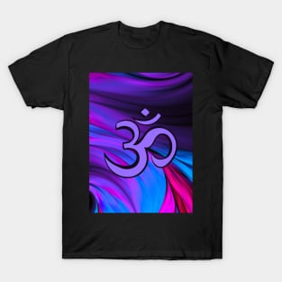 Blue and Pink Vibrant Om Hindi Graphic T-Shirt